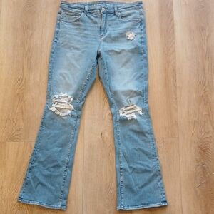 American Eagle Outfitters Light Blue Distressed Flare Jeans